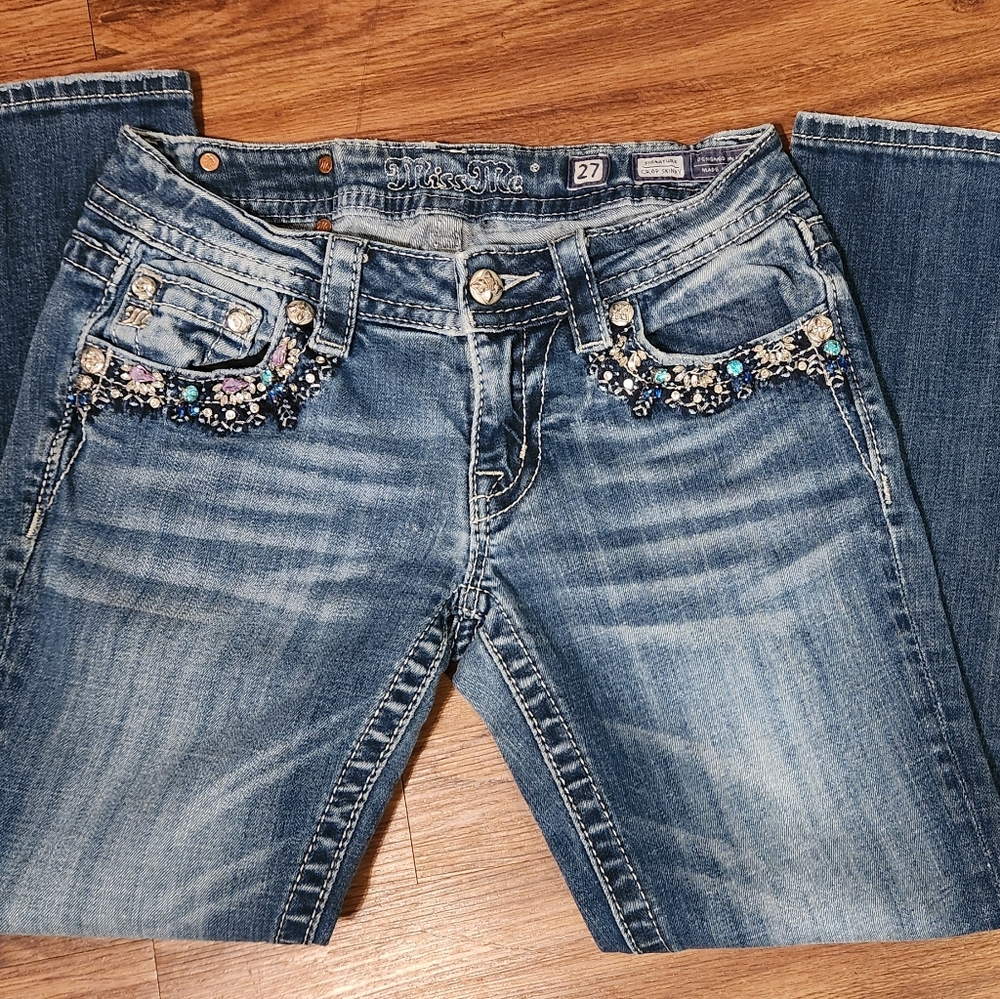 Miss Me gemstone embellished ankle skinny jeans JP7250AK